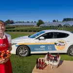Fresh berries at Hillwood Berrie farm with Tasbuilt Homes Modular mazda3 car