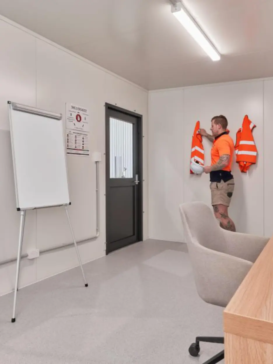 Tasbuilt hire site office whiteboard