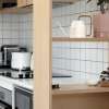 Kitchenette with shelving units