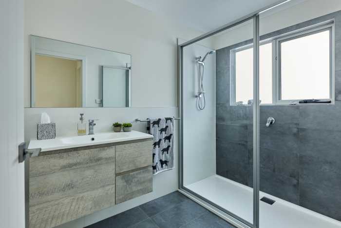 Charcoal Tiled Bathroom with Long Shower