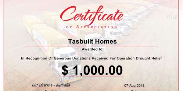 Tasbuilt Homes supports RRT (The Rapid Relief Team)