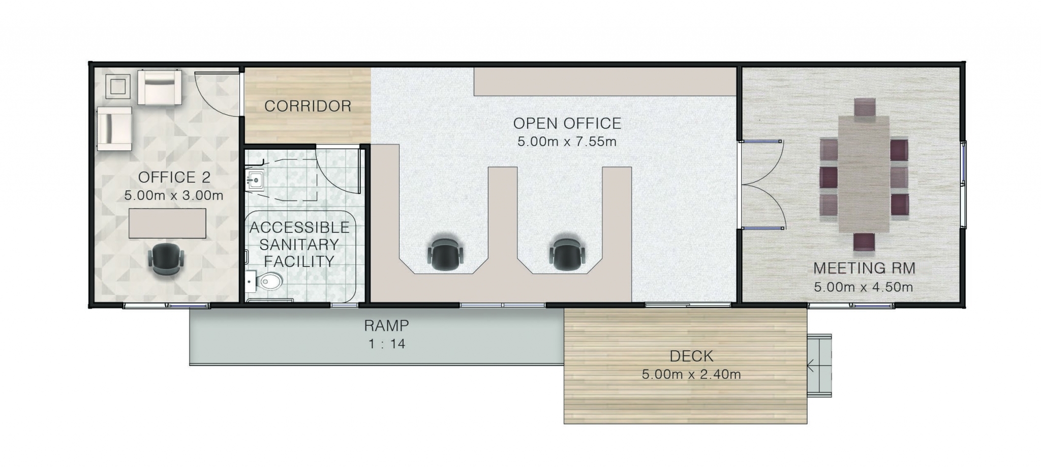 Office 1 Rendered floor plan